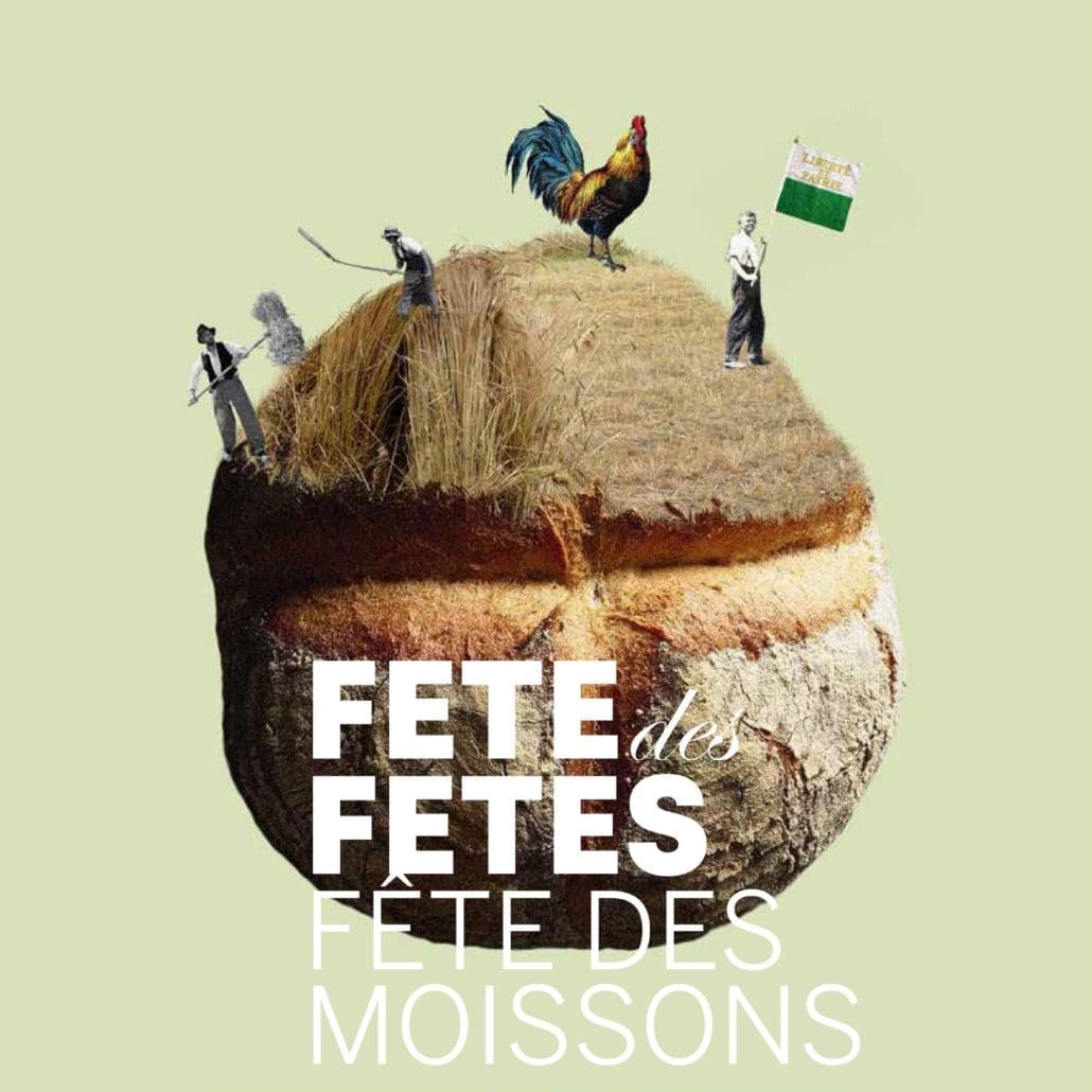 Illustration du canton de Vaud avec pain, coq et paysans