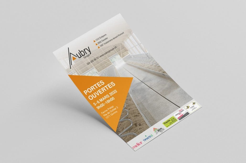 Flyer promotionnel pour les portes ouvertes 2022 de l’entreprise Aubry