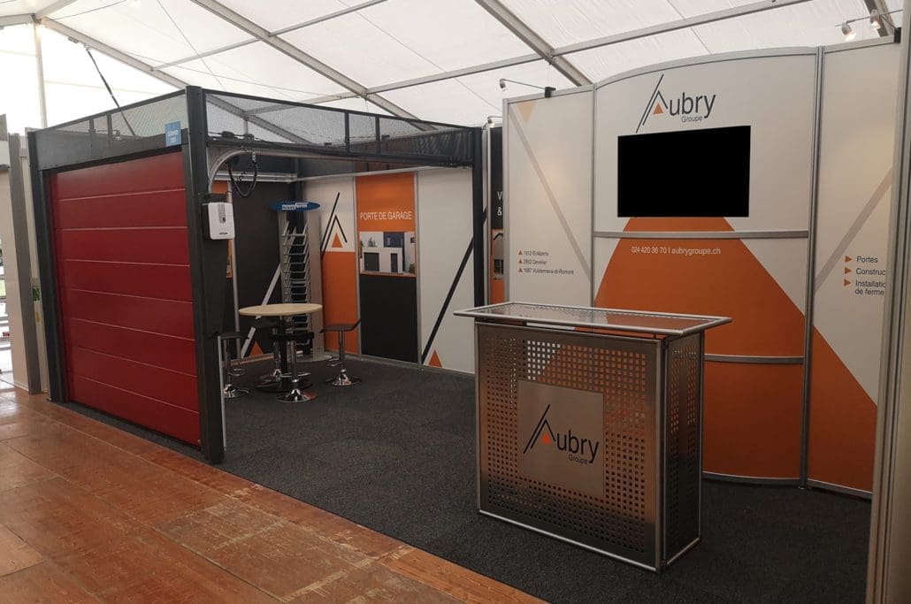 Stand Aubry au Comptoir Suisse présentant l’entreprise et ses produits
