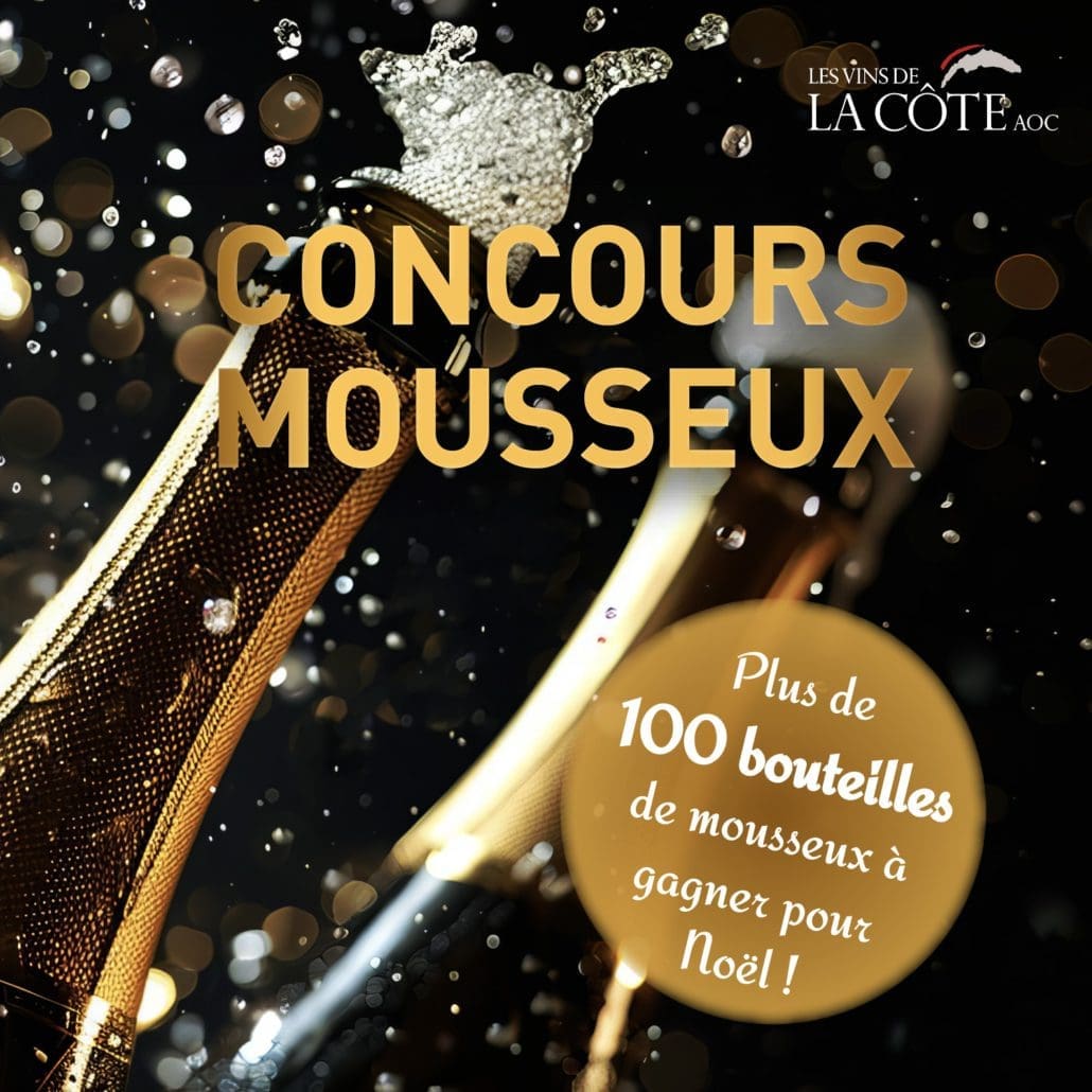 Visuel du concours Mousseux sur les réseaux sociaux – Vins de La Côte AOC